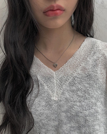 Snell Heart Silver High Teen Necklace